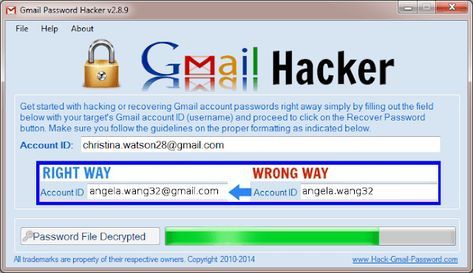 Gmail account hacker software activation code download